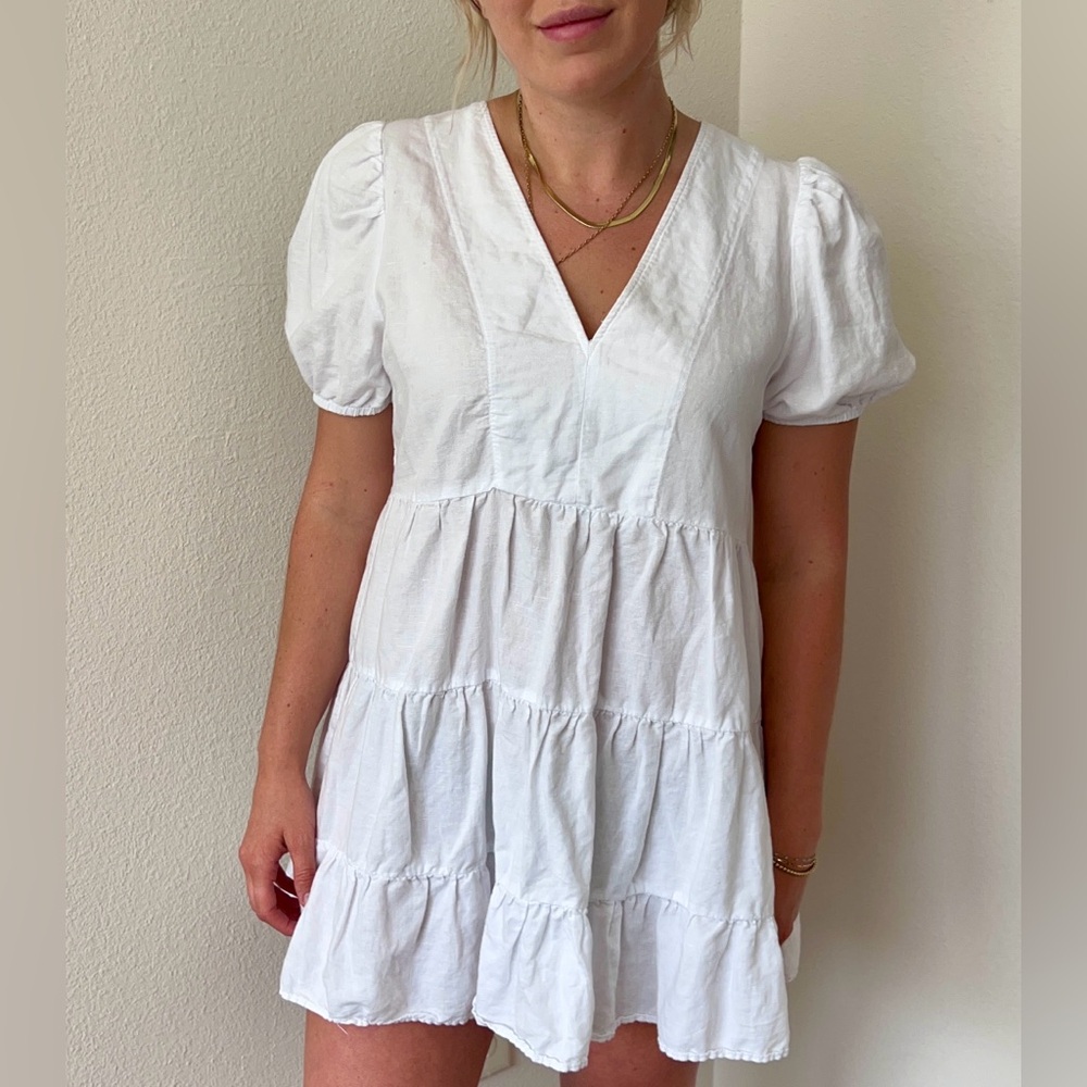 White Summer Babydoll Dress - Zara